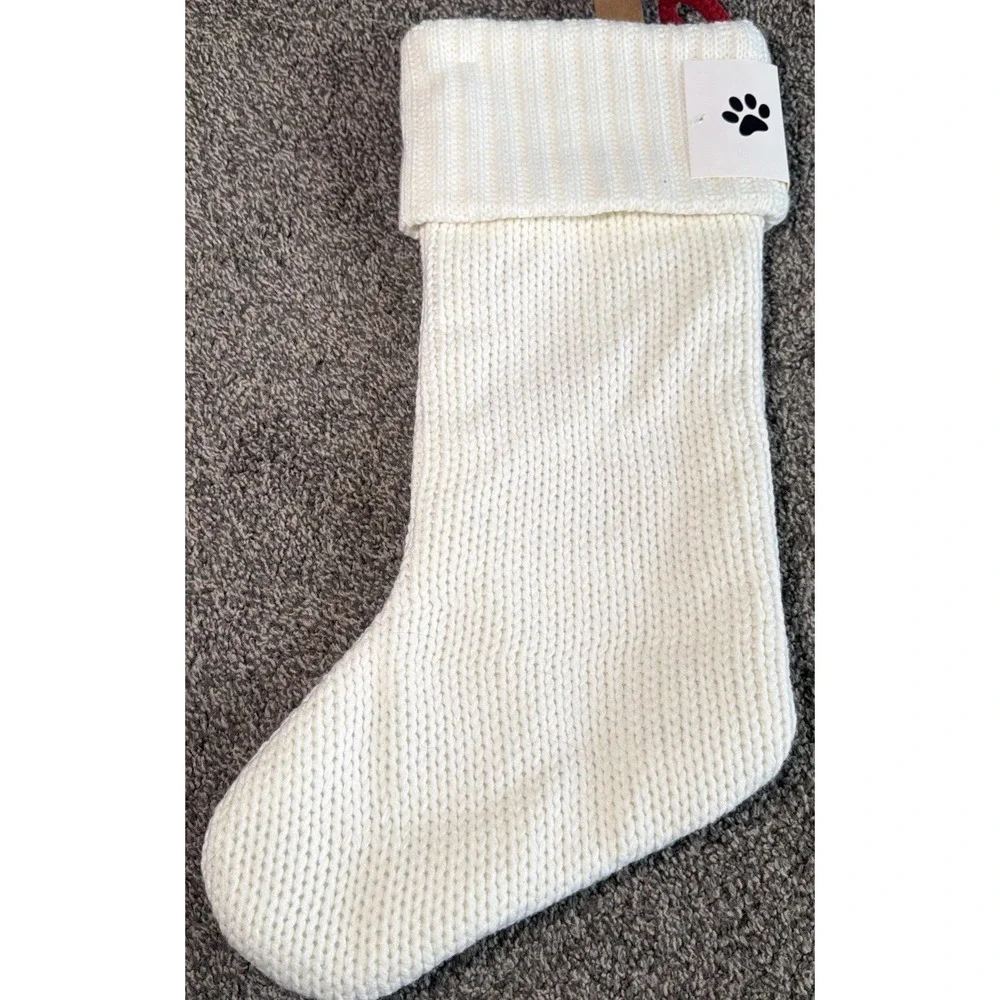 Pet Paw Knit Monogram Stocking Cat/Dog Wondershop White Xmas Holiday Target
